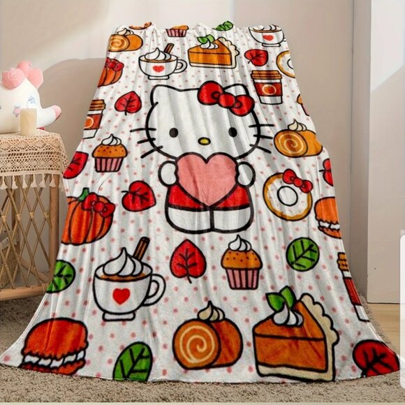 2024 Sanrio Hello Kitty and Friends Fall Holiday Orange Soft Throw 60x40 NEW - Picture 4 of 6